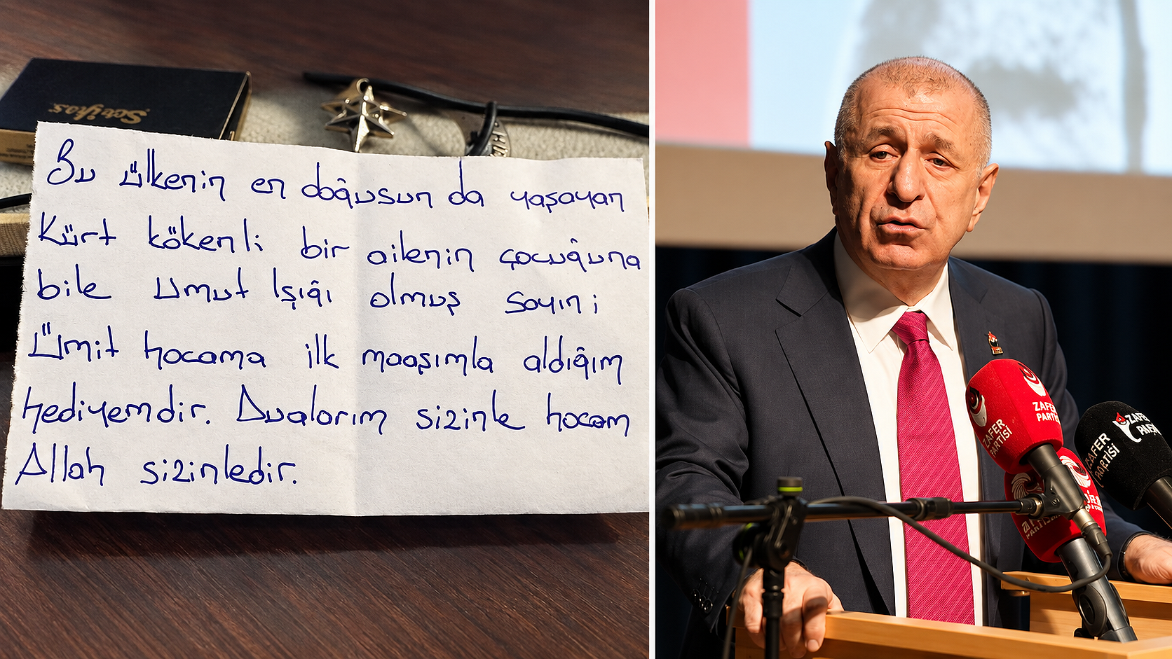 Özdağ, ilk maaşıyla kendisine hediye alan gencin notunu paylaştı