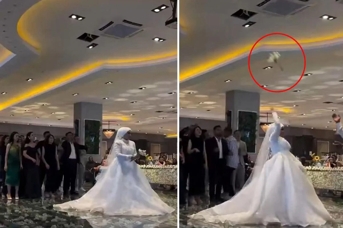 Düğün çiçeği bekleyen davetlilerin donup kaldığı an